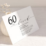 ブラック&ホワイト | 60年60th Birthday Party 招待状<br><div class="desc">お祝誕生日パーティモダンー招待このデザインスタイリッシュは、白黒色のコンボ賛美ーでクリーンなレイアウトを持つスクリプト「60年」を備えている。任意の年齢パーソナライズされたまたはイベントに文字できる。私のショップBaraBomDesignでは、より多くのデザインやパーティーの供給が利用可能である。</div>