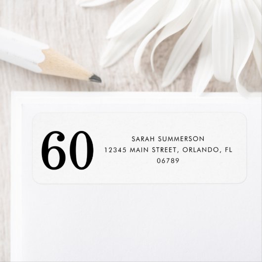 ブラック ホワイト 60歳の誕生日パーティーの招待状 ラベル (インサイチュ)