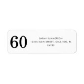 ブラック ホワイト 60歳の誕生日パーティーの招待状 ラベル (正面)