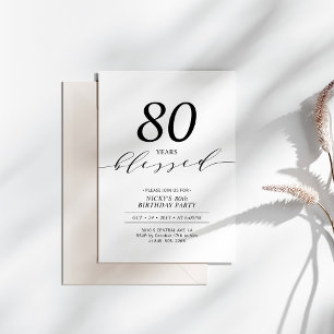 ブラック&ホワイト 80周年 愛されて80歳の誕生日パーティー 招待状