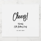 ブラック&ホワイト | Chic応援80thバースデーパーティー スパークリングワインラベル (シングルラベル)