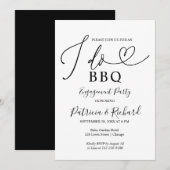 ブラック&ホワイト I DO BBQ 婚約パーティー 案内状 (正面/裏面)