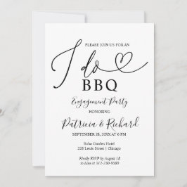 ブラック&ホワイト I DO BBQ 婚約パーティー 案内状