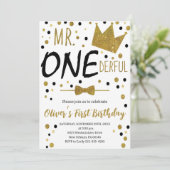 ブラック&ホワイト、Mr.Onederful誕生日、1st Birtday 招待状 (スタンド正面)