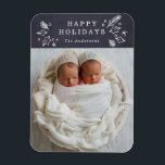 ブラック&ホワイトChalkboardカスタムフォトホリデー マグネット<br><div class="desc">白黒の黒板のカスタム写真の休日マグネット。</div>