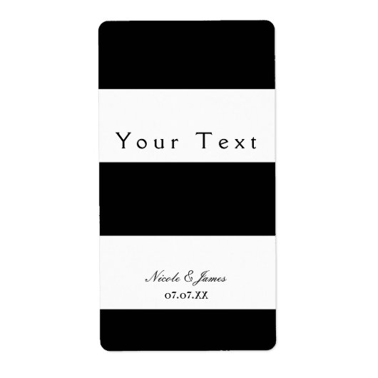 ブラック&ホワイトChunkyストライプワインラベル ラベル (正面)