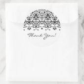 ブラック&ホワイトDamaskありがとうステッカー ラウンドシール (バッグ)
