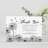 ブラック&ホワイトDandelionありがとうお見舞いカード サンキューカード (スタンド正面)