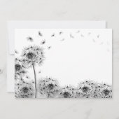 ブラック&ホワイトDandelionありがとうお見舞いカード サンキューカード (裏面)