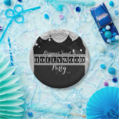 ブラック&ホワイトHOLLYWOODカーテンエレガントパーティー ペーパープレート (パーティー)