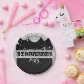 ブラック&ホワイトHOLLYWOODカーテンエレガントパーティー ペーパープレート (パーティー)