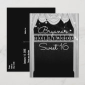 ブラック&ホワイトHOLLYWOODカーテンエレガントパーティー 案内ポストカード (正面/裏面)