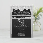 ブラック&ホワイトHOLLYWOODカーテンパーティの招待状 招待状 (スタンド正面)