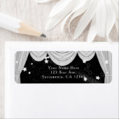 ブラック&ホワイトHOLLYWOODカーテン招待状 ラベル (インサイチュ)