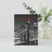 ブラック&ホワイトNew York Red Script Post Card ポストカード (スタンド正面)