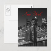 ブラック&ホワイトNew York Red Script Post Card ポストカード (正面/裏面)