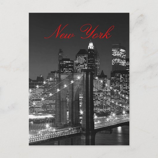 ブラック&ホワイトNew York Red Script Post Card ポストカード (正面)