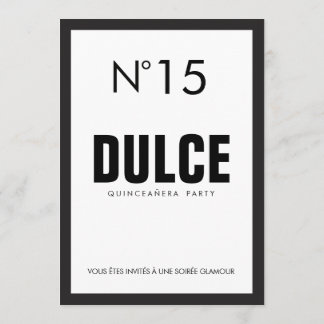 ブラック&ホワイトQUINCEAENERA 15バースデーパーティー 招待状
