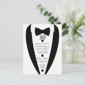 ブラック&ホワイトTuxedoメンズ30歳の誕生日招待状 招待状 (スタンド正面)