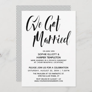 ブラック&ホワイトWe得タイポグラフィ結婚したパーティー 招待状