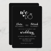 ブラック&ホワイトWe Doタイポグラフィ結婚式招待状 招待状 (正面/裏面)