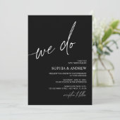 ブラック&ホワイトWe doミニマリスト結婚式招待状 招待状 (スタンド正面)