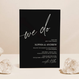 ブラック&ホワイトWe doミニマリスト結婚式招待状 招待状