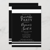 ブラック&ホワミニマルイトミニマルスイート16誕生日 招待状 (正面/裏面)