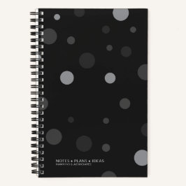 ブラック ポップ ドット スパイラル バウンド ノートブック