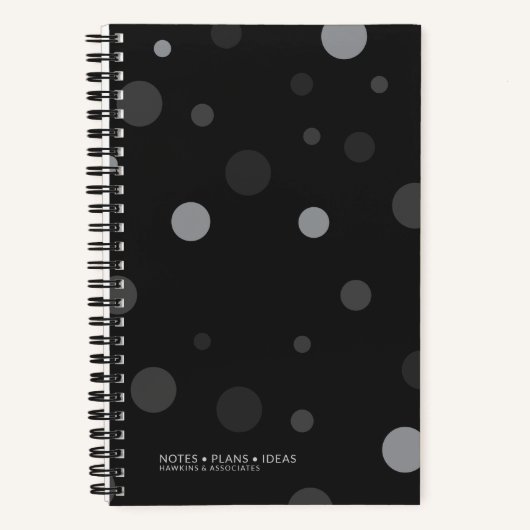 ブラック ポップ ドット スパイラル バウンド ノートブック (正面)