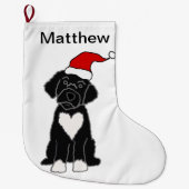 ブラック·ポルトガおもしろいルの水道犬クリスマス ラージクリスマスストッキング (正面)
