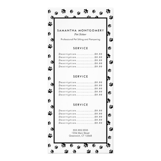 ブラック・ポー・プリントペットシッターサービス ラックカード (正面)