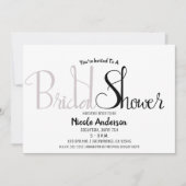 ブラック&マウヴ薄紫スクリプトモダンブライダルシャワー 招待状 (正面)