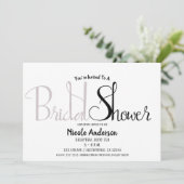 ブラック&マウヴ薄紫スクリプトモダンブライダルシャワー 招待状 (スタンド正面)