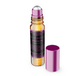 ブラック・マゼンタグリッター香料ローラボトルラベル スクエアシール