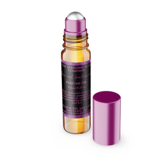 ブラック・マゼンタグリッター香料ローラボトルラベル スクエアシール