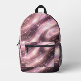 ブラック&マットなピンクの宇宙パターンAIアート プリントバックパック