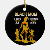 ブラック・マム・アフリカパーソナライズされた家族 セラミックオーナメント (正面)