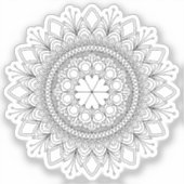 ブラック・マンダラの幻想的な花とハート シール (正面)