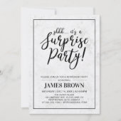 ブラック&マーブル |サプライズモダンリタイアパーティー 招待状 (正面)
