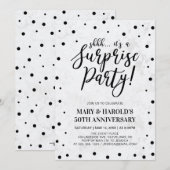 ブラック & マーブル | 50周年サプライズ結婚記念日 招待状 (正面/裏面)