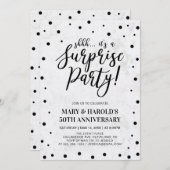 ブラック&マーブル | 50thサプライズ結婚の記念日 招待状 (正面/裏面)