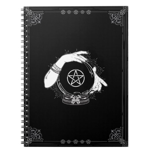 ブラック ミスティック占い師 神秘的な水晶玉 ノートブック (正面)