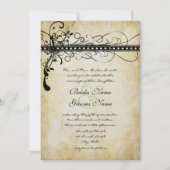 ブラック ミディアム レトロ ルネサンス スワール 招待状 (正面)