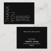 ブラック |ミニマパーソナライズされたリストモダンに感謝 ノートカード (正面/裏面)