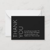 ブラック |ミニマパーソナライズされたリストモダンに感謝 ノートカード (正面)