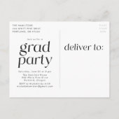 ブラック |ミニマモダンリスト写真卒業パーティー インビテーションポストカード (裏面)