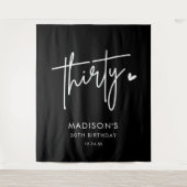 ブラック ミニマリスト サーティ 30歳の誕生日パーティー タペストリー (正面)
