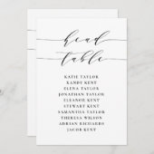 ブラック ミニマリスト スクリプト ヘッド テーブル カード (正面/裏面)