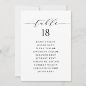 ブラック ミニマリスト スクリプト 結婚式 テーブル席次表 招待状 (正面)